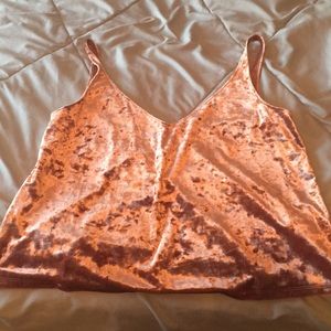 velvet double v neck loose crop top